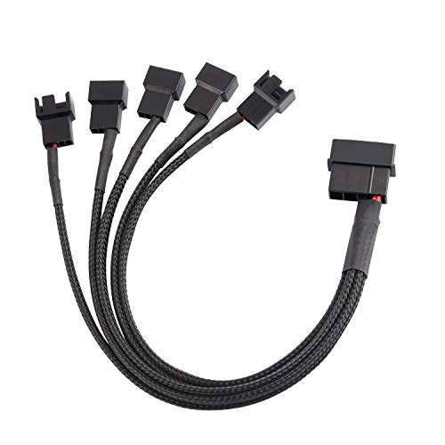 Yiesing Molex de 4 Clavijas a 5 x 3 Clavijas / 4 Clavijas PMW 12V Caja de PC Cable Adaptador de alimentación del Ventilador, de 3 o 4 Clavijas (Conector PWM) al Enfriador de la computadora