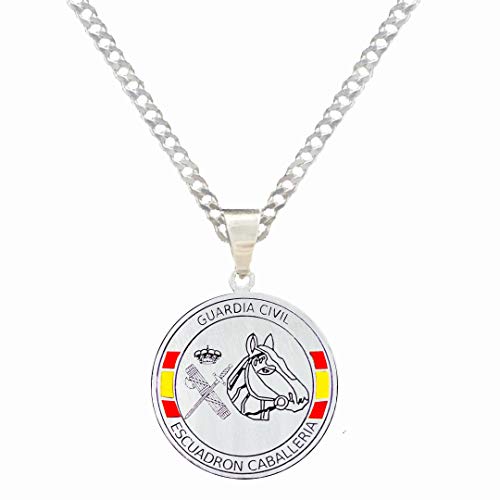 Yo Me Quedé en Casa Colgante Plata Guardia Civil Escuadrón Caballería 25mm | Colgante Hombre Plata | Collar Personalizado | Regalo Original (45)