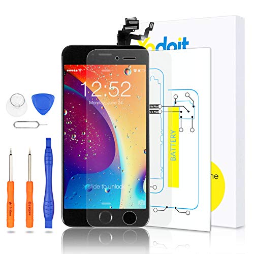 Yodoit Pantalla Completa para iPhone 6 Plus LCD Negro, Ensamblaje de Reemplazo del Digitalizador con Piezas de Repuesto (cámara Frontal, Botón Home) + Herramienta (5,5 Pulgadas) Yodoit Pantalla Completa para iPhone 6 Plus LCD Negro, Ensamblaje de Reemplazo del Digitalizador con Piezas de Repuesto (cámara Frontal, Botón Home) + Herramienta (5,5 Pulgadas)