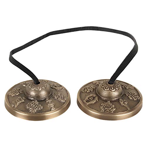 Zap Impex ® - Platillos de meditación tibetana (50 milímetros, 8 símbolos de la fortuna grabados)