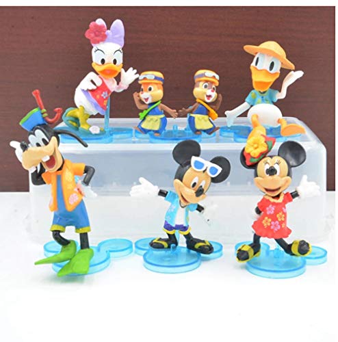 zdfgv 6 unids/Lote Anime Mickey Mouse Donald Duck Goofy Minnie Mouse PVC Figura de acción Modelo Juguetes Navidad Mejores Regalos 6-10cm
