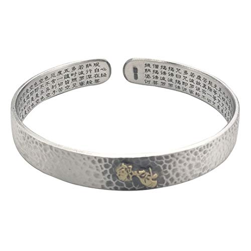 zhenfa Pulsera, Plata Mate Plata Moda Retro pañuelo de Loto corazón rem Pulsera, para Que Todo el Mundo lo Use, el egant Caja de Joyas, Cada Momento - Regalo Encantador