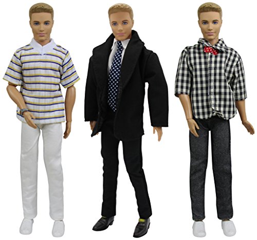 ZITA ELEMENT 3 Sets Ken Ropa Hecha a Mano - 1 Set Traje de Oficina y 2 Set Ropa Aleatoria de Ken para Muñecas de 12 Pulgadas 30 cm ZITA ELEMENT 3 Sets Ken Ropa Hecha a Mano - 1 Set Traje de Oficina y 2 Set Ropa Aleatoria de Ken para Muñecas de 12 Pulgadas 30 cm