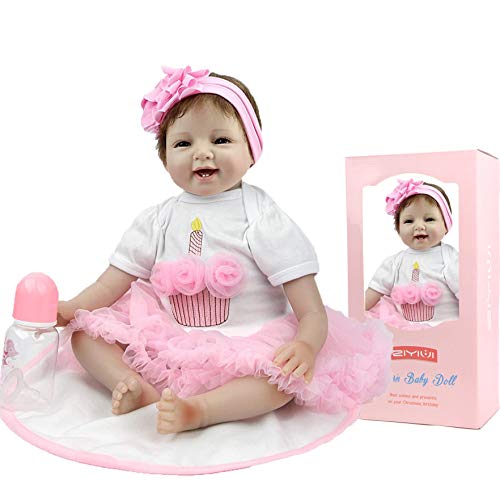 ZIYIUI Muñecas Bebé Reborn Niña 22 Pulgadas 55 cm Silicona Suave Vinilo Realista Exquisito Hecho a Mano Chupete Magnético Juguetes de Niño y Niña Mejores Reborn Toddlers