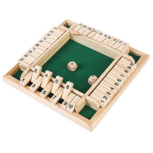 ZoneYan Juego de Mesa de Madera con Dados, Shut The Box, Cierra La Caja Juego de Dados, Juego de Dados de Mesa, Juego de Mesa de Madera Shut The Box, Gran Regalo para Sus Hijos