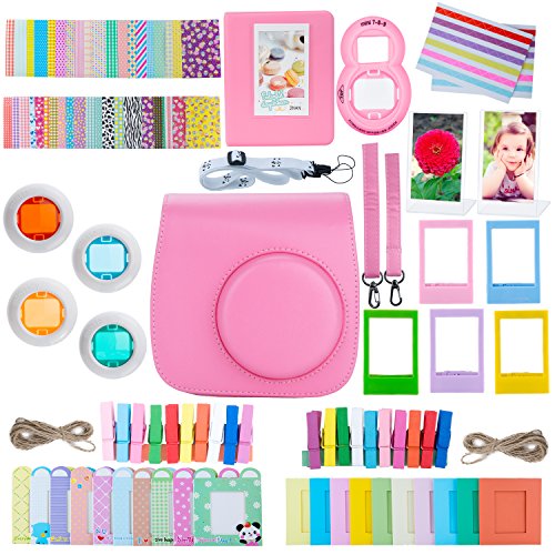 ZWOOS 13 en 1 Accesorios para Fujifilm Instax Mini 8/ Mini 9(Flamingo Pink)