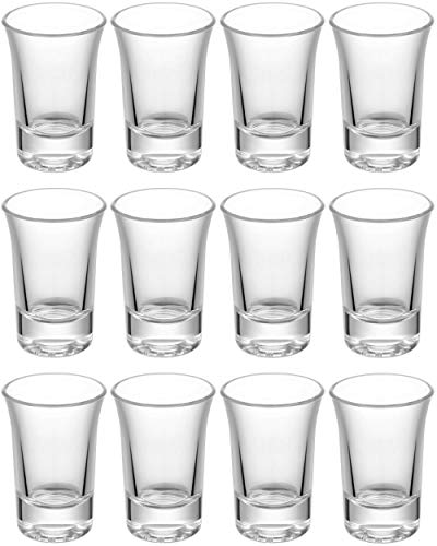 12 Vasos de Chupito de Cristal 4 cl - Estables - Aptos para Lavavajillas - Vasitos de Vidrio para Chupitos