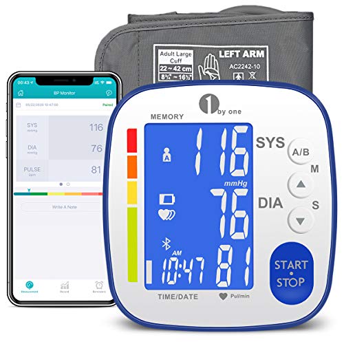 1byone Tensiómetro de Brazo Bluetooth Electrico Digital, Tensiometro Bluetooth, Tensiometro Brazo Bluetooth, Monitor de Presión Arterial, 2 × 250 juegos de memoria, Exportar datos como Excel 1byone Tensiómetro de Brazo Bluetooth Electrico Digital, Tensiometro Bluetooth, Tensiometro Brazo Bluetooth, Monitor de Presión Arterial, 2 × 250 juegos de memoria, Exportar datos como Excel