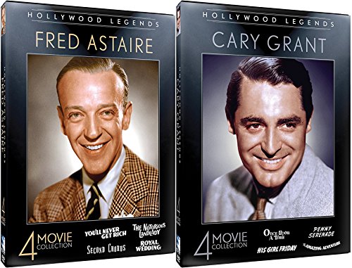 2 Legends of Hollywood Silver Screen Cary Grant Collection + Fred Astaire 8 Film DVD Classic Movie Film Leading Men Star Pack