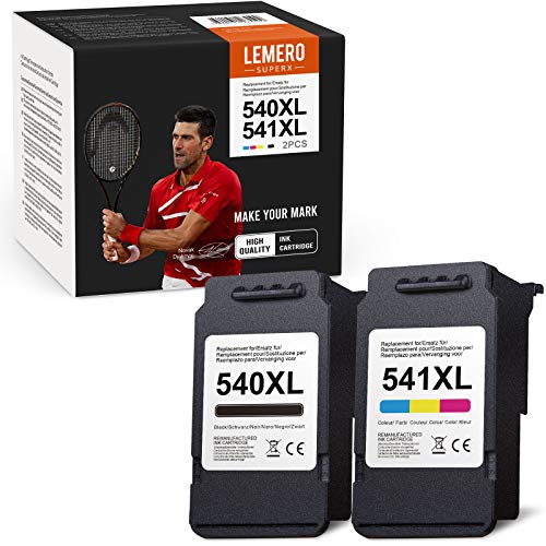 2 LEMERO SUPERX Remanufacturado Cartuchos de Tinta para PG-540XL CL-541XL Compatible con Canon Pixma TS5150 MX475 MG4250 MG3650 MG3550 MG3550 MG3600 MG3150 Impresora