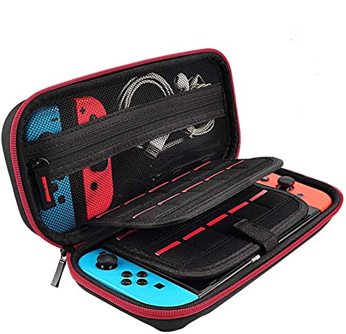 2020 Nuevo estuche para Nintendo Switch, 20 cartuchos de juego, estuche de viaje rígido protector para consola y accesorios de Nintendo Switch, rojo.