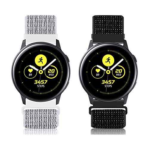 22mm Liberación Rápida Nylon Deporte Bandas Reemplazo Correa Reloj para Galaxy 46mm, Gear S3 Frontier/Classic, Fossil Gen 5/Herren Damen Gen 4, Huawei GT 2 46mm(Negro Reflectante+Blanco Reflectante)