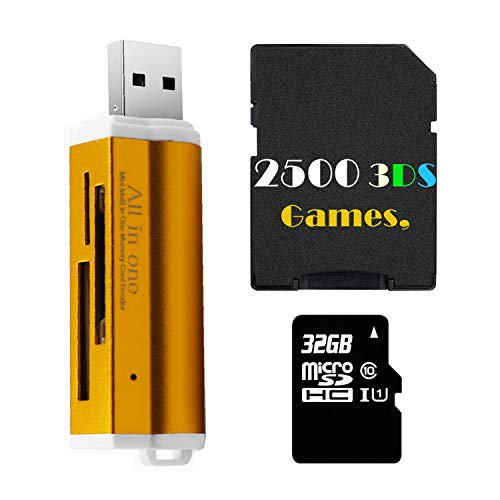 2500 3DS Game en Tarjeta SD de 32GB con Lector USB para DS DSI 2DS 3DS
