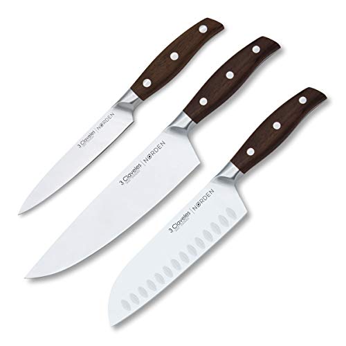 3 Claveles - Juego de 3 Cuchillos Profesionales en Acero Inoxidable Gama Norden, Selección Master Chef 3 Claveles - Juego de 3 Cuchillos Profesionales en Acero Inoxidable Gama Norden, Selección Master Chef