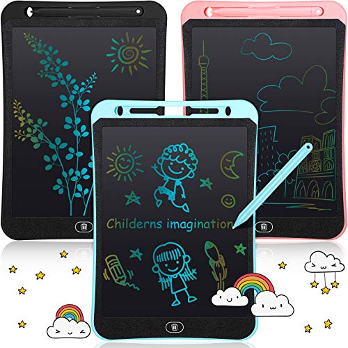 3 Paquetes Tabletas de Dibujo de Escritura LCD Tableta Electrónica Colorida de Doodle Juguete Tablero Almohadillas Educativas de Dibujo para Educación Aprendizaje, 10 Pulgadas