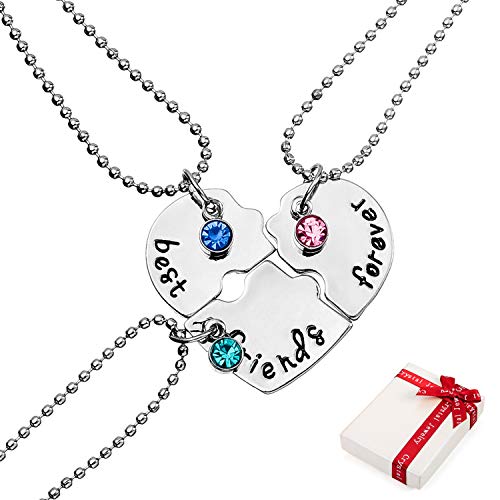 3 piezas collares Juego de colgante de cadena para mujer de rompecabezas de corazón de para BFF, collar de amistad con grabado Best Friends, joyería socios regalos para mejores amigas novia cumpleaños 3 piezas collares Juego de colgante de cadena para mujer de rompecabezas de corazón de para BFF, collar de amistad con grabado Best Friends, joyería socios regalos para mejores amigas novia cumpleaños