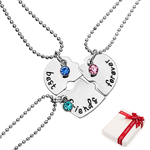 3 piezas collares Juego de colgante de cadena para mujer de rompecabezas de corazón de para BFF, collar de amistad con grabado Best Friends, joyería socios regalos para mejores amigas novia cumpleaños