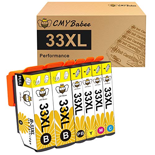 33XL Cartuchos de Tinta CMYBabee de Reemplazo Alto Rendimiento Compatible con Impresoras pson Expression Premium XP-530 XP-540 XP-630 XP-635 XP-640 XP-645 XP-830 XP-900 XP-7100