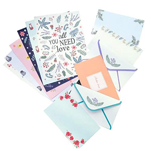 36 Piezas Papel para Escribir, Juego de Papel de Cartas con Sobre, Sobres de Papel de Escritura con Diseño Floral, 24 Hojas de Papel de Papelería + 12 Sobres, para Invitaciones, Cartas, Tarjetas