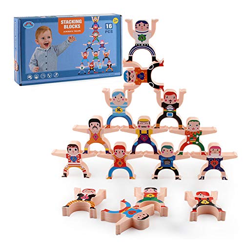 3T6B Juego apilamiento 16 Piezas del Juego Equilibrio Hércules, Varios métodos expresión Roles, adecuados para la interacción Entre Padres e Hijos, Juguetes educativos educación temprana.