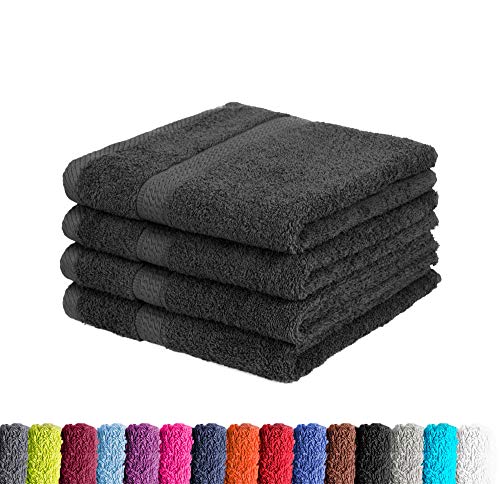 4 unidades para bajo precio en muchos colores de toallas (100% algodón de 500 g/m², 4 x toallas de mano de 50 x 100 cm, Negro
, 4er Pack Handtücher (50x100 cm)