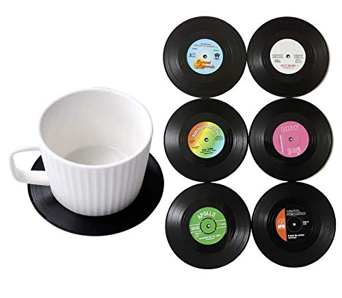 6 Posavasos en Forma de Vinilo, Posavasos Originales, Posavasos Antideslizantes Estilo Disco Vinilo, Posavasos de Silicona Redonda, Regalo Original, Regalo para Parejas, Accesorios Decorativos Hogar 6 Posavasos en Forma de Vinilo, Posavasos Originales, Posavasos Antideslizantes Estilo Disco Vinilo, Posavasos de Silicona Redonda, Regalo Original, Regalo para Parejas, Accesorios Decorativos Hogar