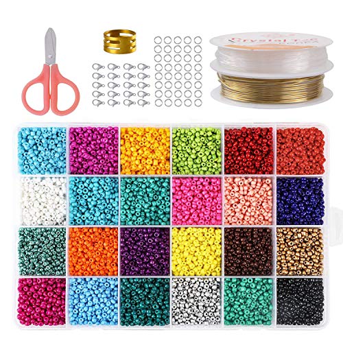 Abalorios para Hacer Collares, Abalorios para Hacer Pulseras, 24 Colores Vidrio de 3Mm Perlas de Potro Hechas A Mano para Joyas Collares Pulseras Pendiente BisuteríA Regalo DIY 14400Pcs