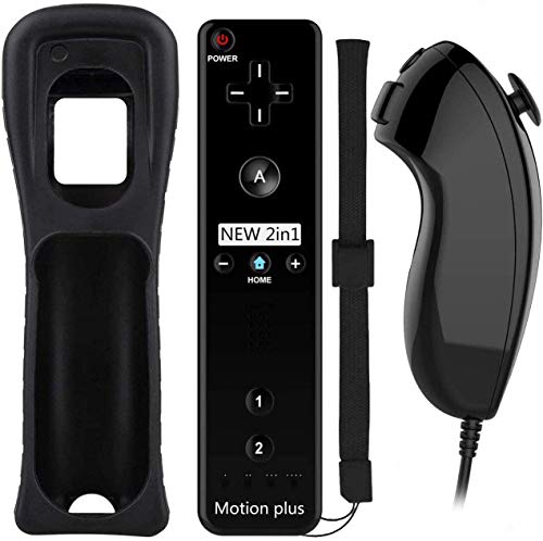 Acexy Controlador de Movimiento Remoto inalámbrico Wii, Controlador Motion Plus Integrado Remoto e Nunchuck con custodia en Silicona para Wii e Wii U