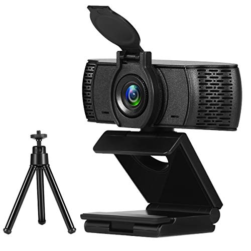 Acreny HD Webcam Real 1080P USB Webcam sin unidad Plug and Play con cancelación de ruido, tapa de lente de micrófono, trípode giratorio 360 °, color negro para computadora portátil, cámara