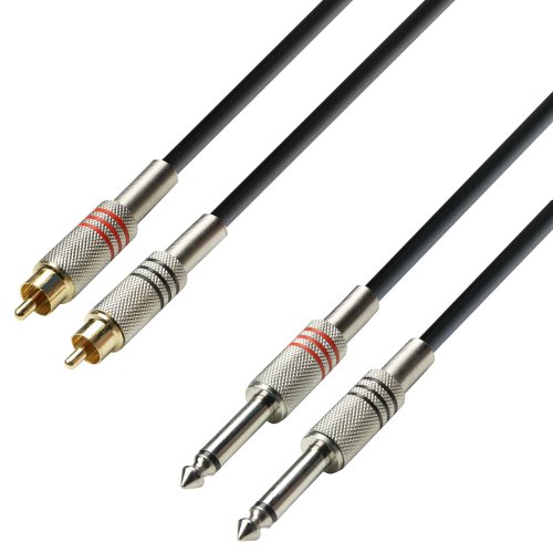 adam hall K3 TPC 0600 6m 2 x RCA 2 x 6.35mm TRS Negro, Plata cable de audio - Cables de audio (2 x RCA, Macho, 2 x 6.35mm TRS, Macho, 6 m, Negro, Plata)