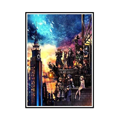 ADNHWAN Kingdom Hearts III Video Game Wall Art Posters Pintura Impresión Sala de Estar Decoración del hogar Regalo-50X70cm Sin Marco 1 Uds