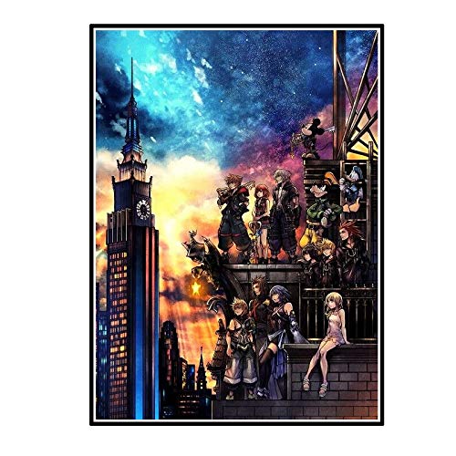 ADNHWAN Kingdom Hearts III Videojuego Pared Arte Cartel Lienzo Pintura decoración del hogar imágenes Impresas en lienzo-50x70 cm sin Marco 1 Uds