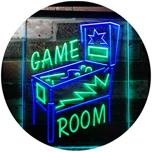ADV PRO Game Room Pinball Man Cave Dual Color LED Enseigne Lumineuse Neon Sign Vert et Bleu 400 x 600mm st6s46-i3128-gb