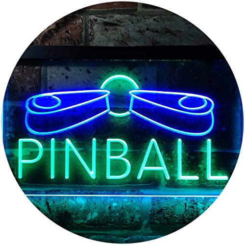 ADV PRO Pinball Machine Game Room Illuminated Dual Color LED Enseigne Lumineuse Neon Sign Vert et Bleu 300 x 210mm st6s32-i0797-gb