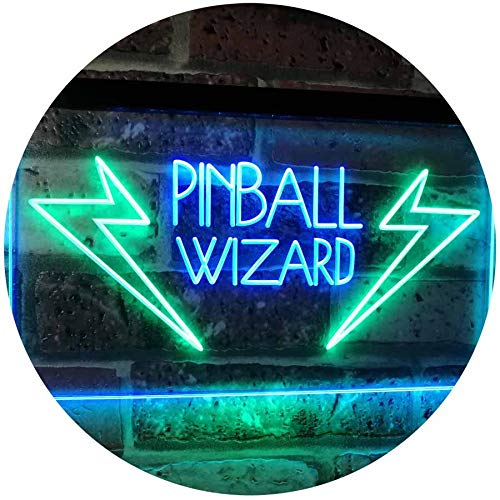 ADV PRO Pinball Wizard Game Room Display Bar Beer Club Dual Color LED Enseigne Lumineuse Neon Sign Vert et Bleu 600 x 400mm st6s64-i2797-gb