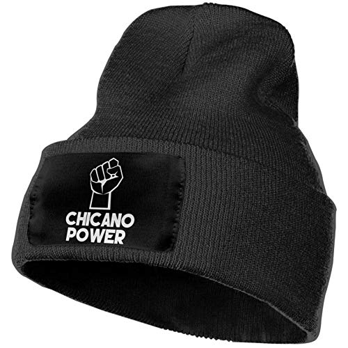 AEMAPE Chicano Power Unisex Warm Winter Cap Knit Beanie Soft Baggy Skull Knit Cap Gorro Diario Negro