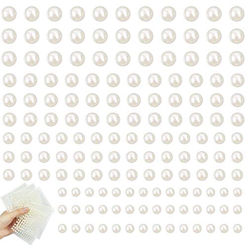 AFASOES 1056 Pcs Perlas Adhesivas para Manualidades 3/4/5/6mm Perlas Planas para Pegar Perlas Autoadhesivas Mini Blanco Perlas con Adhesivo para Manualidades,Tela Decoración, Bisutería y Bricolaje