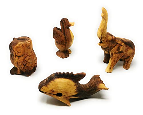 Agas Own - Juego de 4 animales sonoros de madera (búho, delfín, elefante, pato) - Animales sonoros, música, animales musicales, instrumentos musicales de percusión, instrumentos de madera Agas Own - Juego de 4 animales sonoros de madera (búho, delfín, elefante, pato) - Animales sonoros, música, animales musicales, instrumentos musicales de percusión, instrumentos de madera