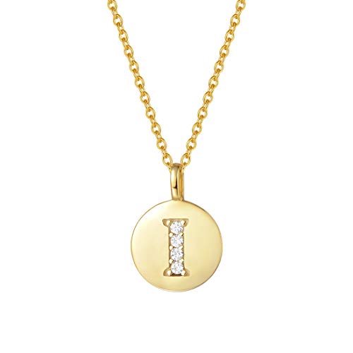 AGVANA Collar con Letra I de Oro Plata de Ley 925 Colgante Pequeño Redondo con Colgante Chapado en Oro Amarillo Collar Inicial para Mujeres Chicas con Caja de Regalo de Joyería Longitud: 40+5 cm AGVANA Collar con Letra I de Oro Plata de Ley 925 Colgante Pequeño Redondo con Colgante Chapado en Oro Amarillo Collar Inicial para Mujeres Chicas con Caja de Regalo de Joyería Longitud: 40+5 cm