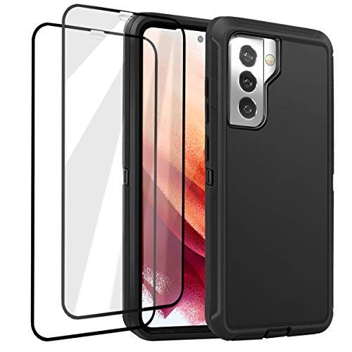 AICase Funda para Samsung Galaxy S21 con Paquete de 2 Protectores de Pantalla Carcasa Protectora Funda Anti-Caídas,Funda de protección Triple Capa para Samsung S21 6.2 Pulgadas 2021 (Negro)