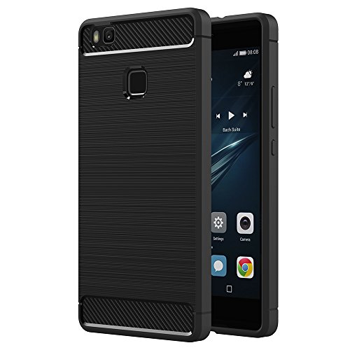 AICEK Funda Huawei P9 Lite, Huawei P9 Lite Funda Negro Gel de Silicona P9 Lite Carcasa Fibra de Carbono Funda para P9 Lite 5,2 Pulgadas