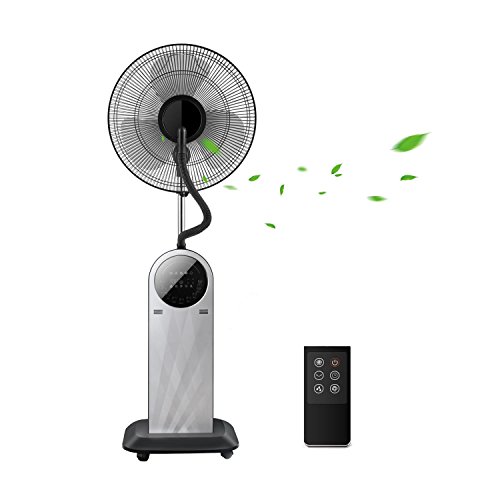 Aigostar Forest Mist - Ventilador de pie oscilante con nebulizador de agua, mando a distancia, función ionizador de aire, pantalla led, temporizador, 95W, 3 modos y velocidades. Color Negro Aigostar Forest Mist - Ventilador de pie oscilante con nebulizador de agua, mando a distancia, función ionizador de aire, pantalla led, temporizador, 95W, 3 modos y velocidades. Color Negro