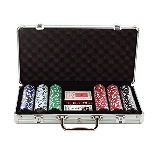 AILSAYA Poker Case Chips Professional, Poker Chip Casos fijos Dados Juego de Mesa con Estuche de Aluminio Accesorios de Juego 200 / 300pcs,300