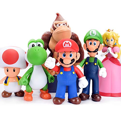 AINOLWAY 6 Piezas/Set Super Mario Toys - Figuras de Mario y Luigi - Figuras de acción de Yoshi y Mario Bros Figuras de Juguete de PVC de Mario