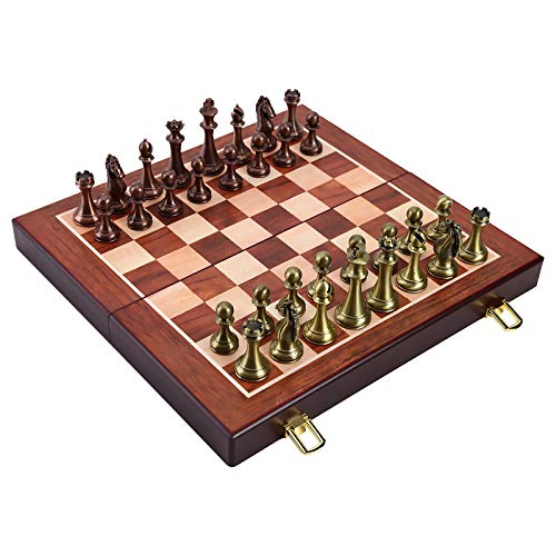 Ajedrez Metalico, Ecotrump Juego de Ajedrez de Metal de Cobre Antiguo para Adultos, Ajedrez de Madera Plegable, Juego de Ajedrez de Madera Profesional, Juego Familiar Clásico Niños Adultos Ajedrez Metalico, Ecotrump Juego de Ajedrez de Metal de Cobre Antiguo para Adultos, Ajedrez de Madera Plegable, Juego de Ajedrez de Madera Profesional, Juego Familiar Clásico Niños Adultos