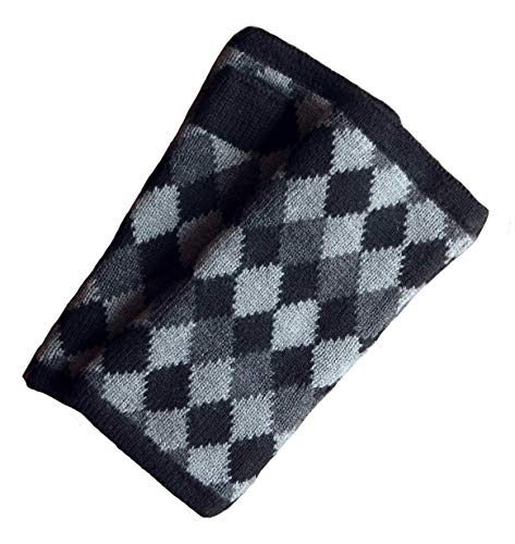 AKAROA ESTD 2019 Calentador de pulso para mujer ADA, aprox. 22 cm de largo, diseño a cuadros, hecho de 50% lana (merino) y 50% con forro Thinsulate 3M, guantes para smartphone gris, negro Talla única