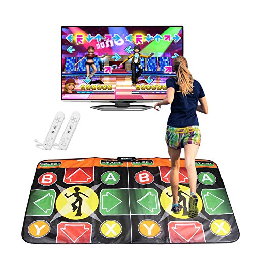 Alfombra de Baile Doble/Soltero,Máquina de Baile Inalámbrica,Almohadillas Baile de Inalámbricas Antideslizantes con Juegos y Música AUX,Niveles,Conecta y Reproduce,Sentido Juego para PC TV (90X166CM)