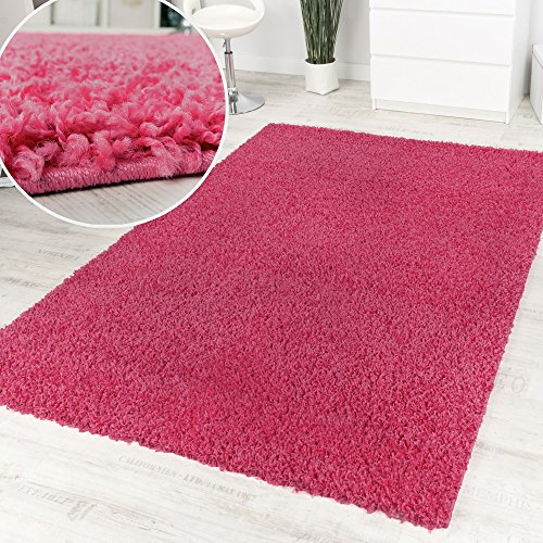 Alfombra Pelo Alto Y Largo Shaggy Rosa Monocolor Promoción A Un Precio Increíble, tamaño:200x280 cm