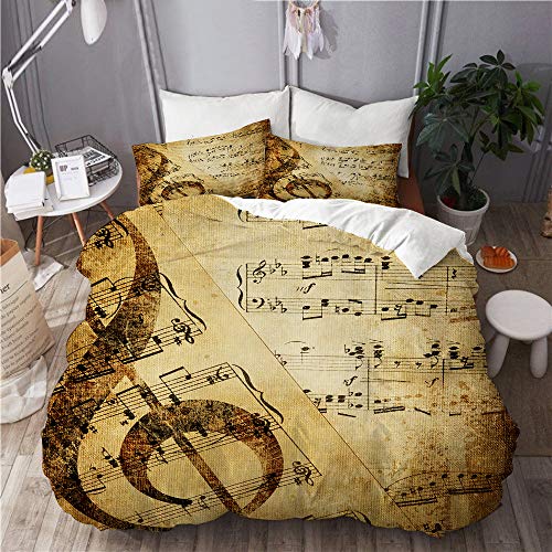 ALLMILL Funda Nórdica De Microfibra,Musica Antigua,Juego De Ropa De Cama De 3 Piezas (1 Funda De Edredón 240 x 260cm + 2 Fundas De Almohada 50 * 80cm)