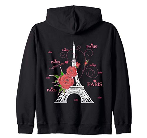 Amo Paris, Torre Eiffel con flores Sudadera con Capucha